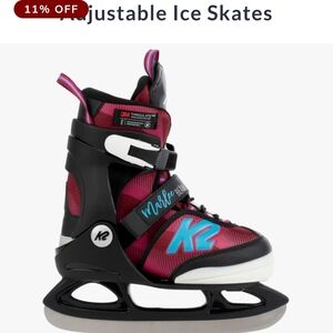 K2 Marble Adjustable Kids Ice Skates - Berry Pink with Blue Accents